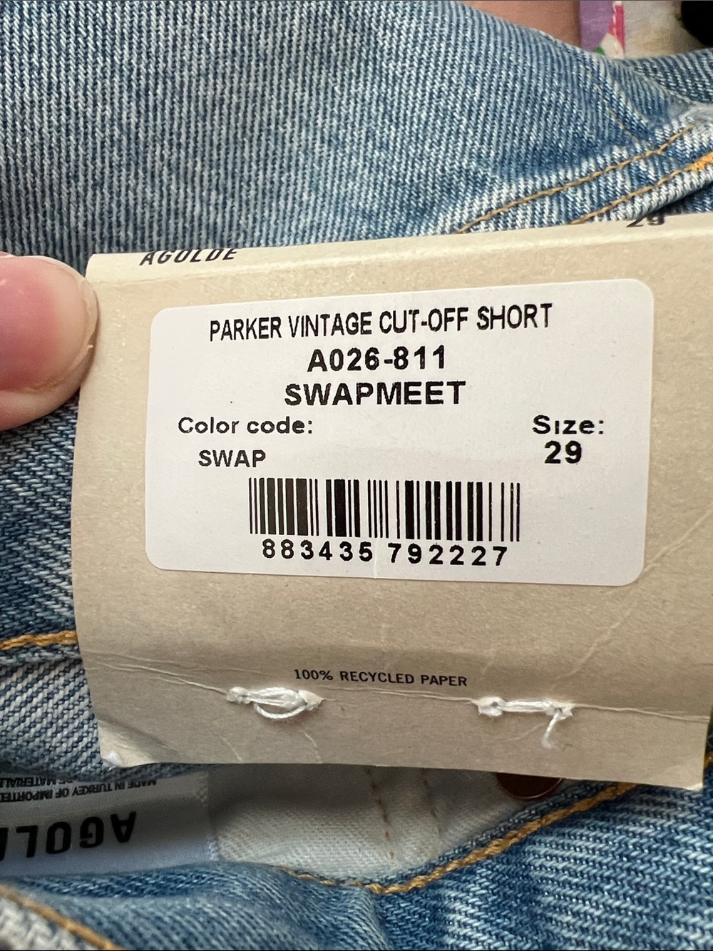 AGOLDE Parker Vintage Cut Off Short Swapmeet 29 New Tags - Picture 3 of 6
